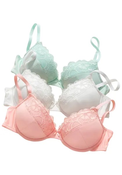 Бюстгальтер пуш ап PETITE FLEUR, цвет mint+pfirsich+creme