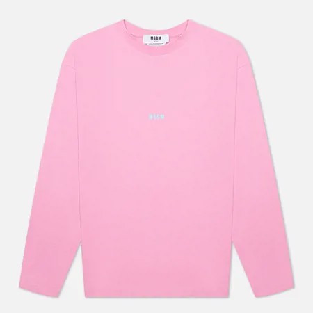 Мужской лонгслив MSGM Micrologo Seasonal Crew Neck, цвет розовый, размер M