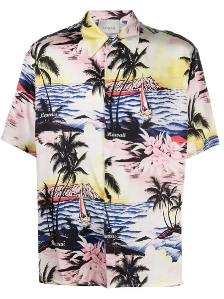 Laneus гавайская рубашка с принтом