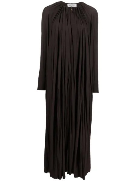 Lanvin gathered charmeuse maxi dress, коричневый