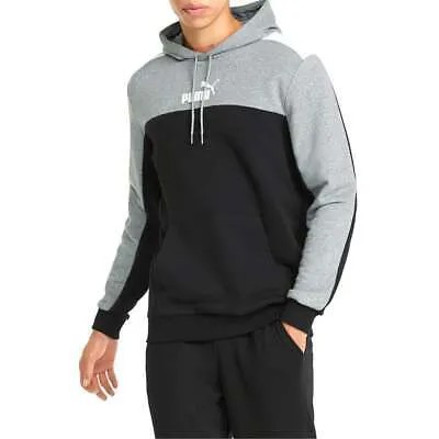 Puma Essentials + Block Pullover Hoodie Мужская черная повседневная верхняя одежда 67043101