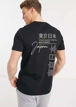Черная футболка с принтом спереди и сзади Burton Menswear-Черный цвет