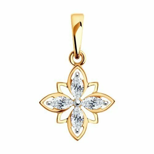Подвеска GOLD CENTER, красное золото, 585 проба, фианит