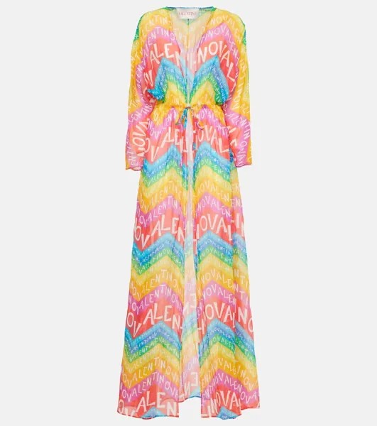 Пляжное платье из хлопковой смеси с логотипом Valentino, мультиколор