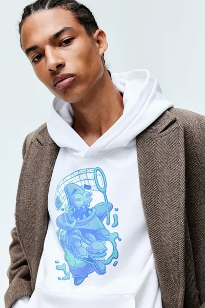 Толстовка oversized fit с капюшоном и принтом H&M, белый