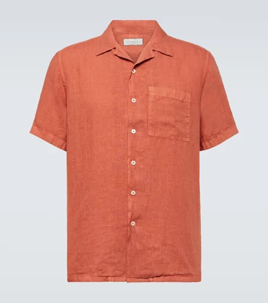 Льняная рубашка Canali, апельсин