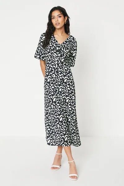 Платье миди Petite Animal с завязкой спереди на пуговицах Dorothy Perkins, мультиколор