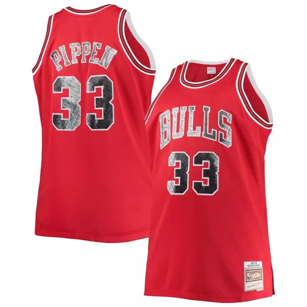 Мужская майка Mitchell & Ness Scottie Pippen Red Chicago Bulls Big & Tall 1997-98 годов НБА с бриллиантами, посвященная 75-летию НБА