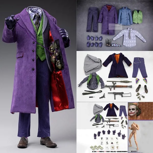 Мужская одежда «сделай сам» в масштабе 1/6, костюм клоуна, изысканный здоровый костюм, сиреневая ветровка, комплект пальто для экшн-фигурки 12 дюймов