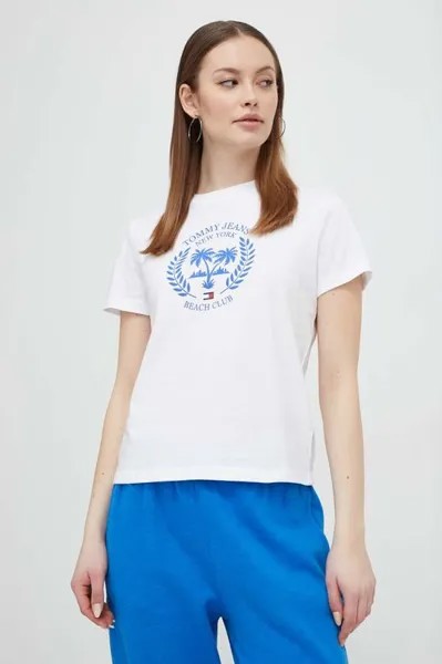 Хлопковая футболка Tommy Jeans, белый