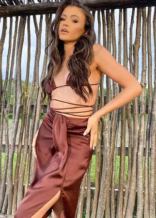 Эксклюзивная пляжная юбка-парео коричневого цвета South Beach X Natalya Wright-Коричневый цвет