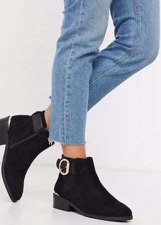 Черные ботинки для широкой стопы с пряжками River Island-Черный