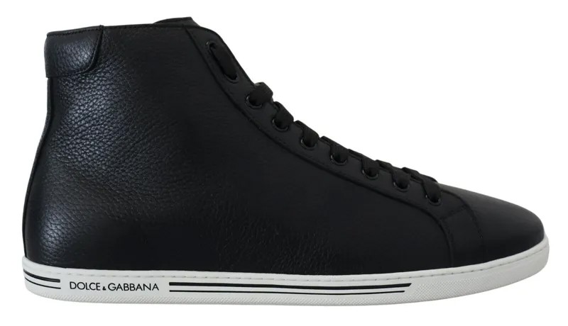 DOLCE - GABBANA Обувь Кроссовки Черные кожаные высокие кеды EU46 / US13 Рекомендуемая розничная цена 800 долларов США