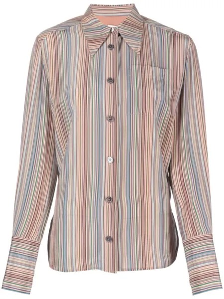 Шелковая рубашка в полоску Paul Smith, бежевый