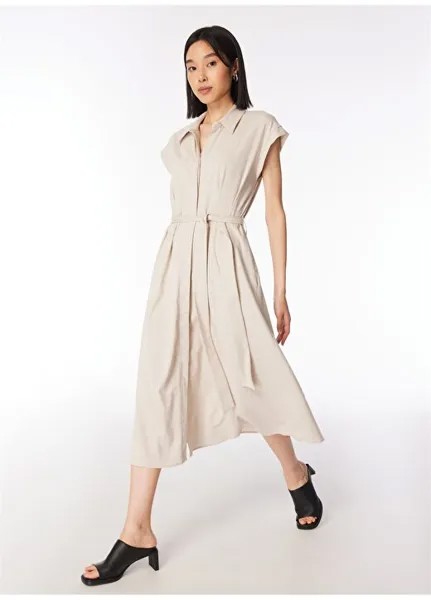 Белое стандартное женское платье с воротником рубашки M1310510-82949-WOVEN MIDI DRESS Mavi