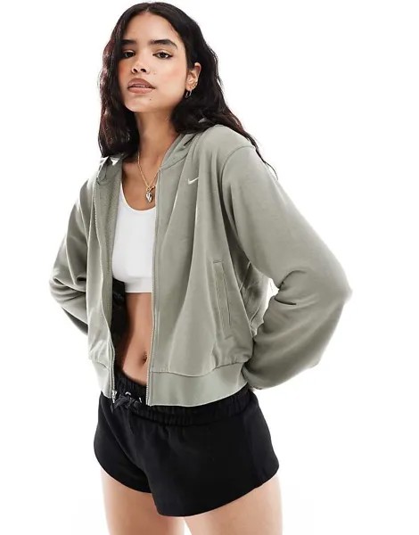 Серая худи на молнии на молнии Nike French Terry