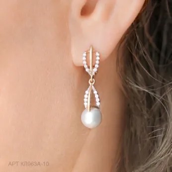 Серьги с подвесками АЛЕКСАНДРА Серьги из золота кл963а-10, красное золото, 585 проба, бесцветный