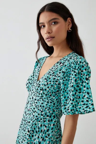 Зеленое мини-платье с развевающимися рукавами Animal Animal Dorothy Perkins, зеленый
