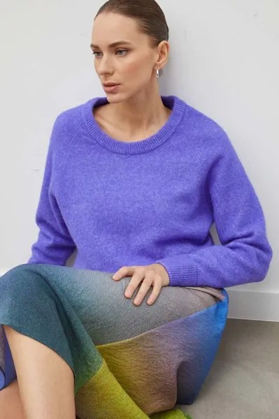 Шерстяной свитер Samsoe Samsoe, фиолетовый