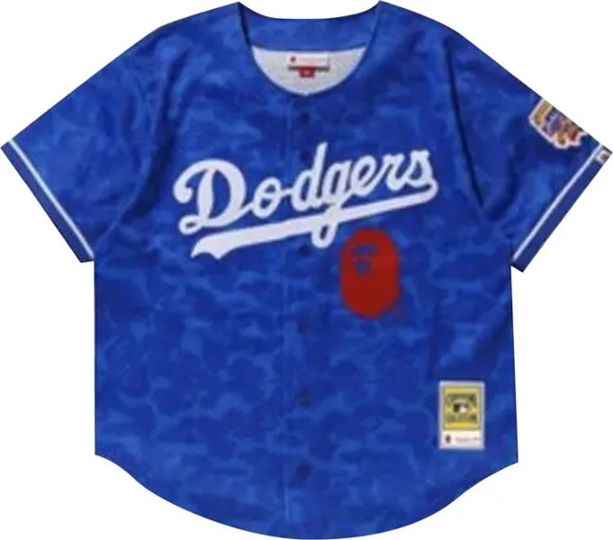 Футболка BAPE x Mitchell & Ness Dodgers Jersey 'Blue', синий