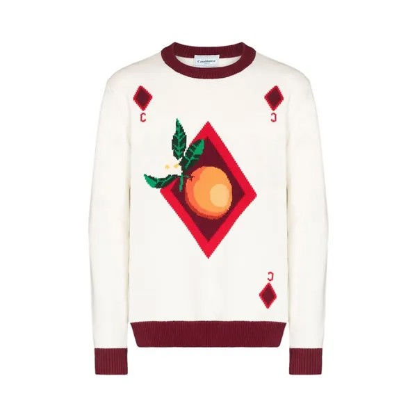 Свитер Casablanca Orange Card Intarsia Sweater 'Off White', белый