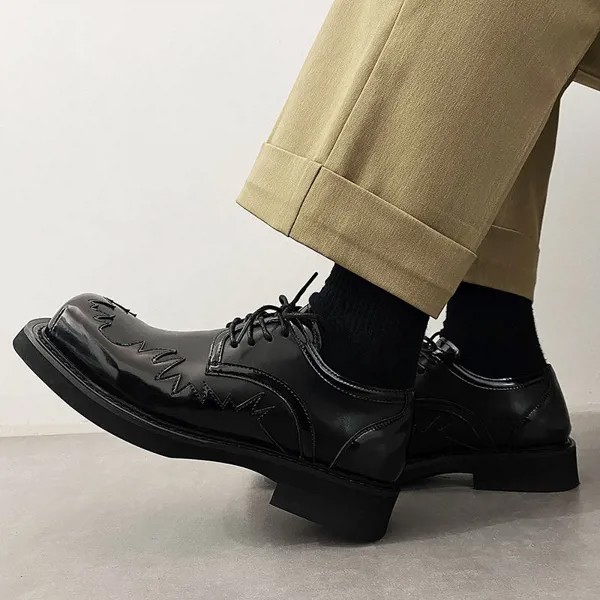 Туфли мужские деловые кожаные, дышащие низкие берцы, однотонные, модная деловая обувь, лето 2023