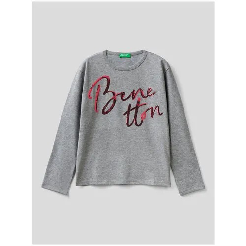 Лонгслив UNITED COLORS OF BENETTON, хлопок, размер 150 (XL), серый