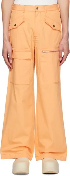 Оранжевые брюки карго с напуском и карманами Dion Lee