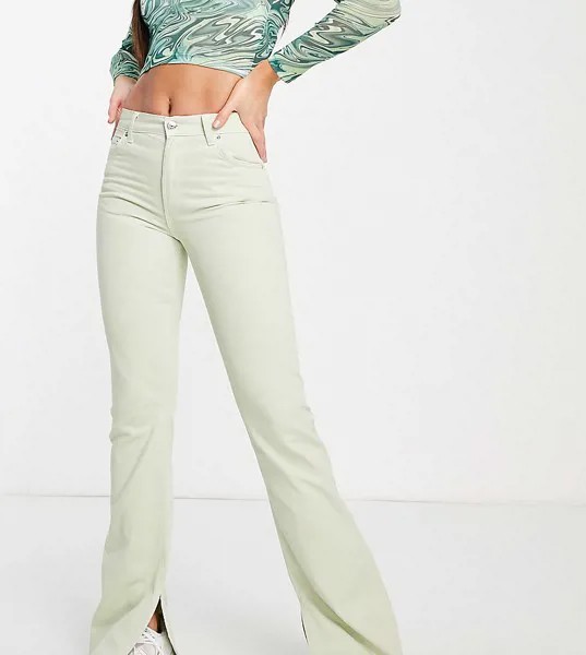 Расклешенные брюки цвета перечной мяты с разрезами по краю ASOS DESIGN Tall-Зеленый цвет