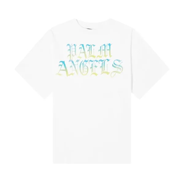 Футболка Palm Angels Hue Gothic Logo Over T-Shirt 'White/Multicolor', белый