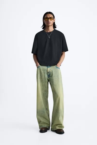 Джинсы расклешенного кроя ZARA, желтый