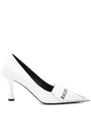 BALENCIAGA Женские белые кожаные туфли-лодочки без шнуровки с острым носком и логотипом и бахромой 36