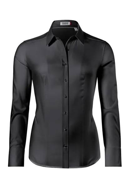 Блузка-рубашка Tailliert Soft Oxford Vincenzo Boretti, черная