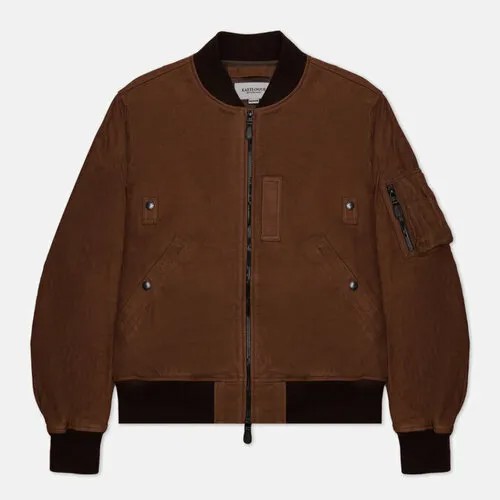 Куртка EASTLOGUE ma-1 leather, силуэт прямой, подкладка, размер xl, коричневый