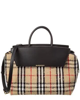 Burberry Katerina - Женская сумка-портфель среднего размера из кожи и вязки, бежевого цвета