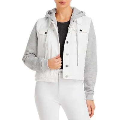 [BLANKNYC] Женская белая короткая джинсовая куртка с флисовым рукавом Верхняя одежда M BHFO 0491