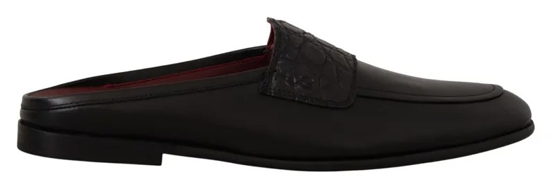 DOLCE - GABBANA Обувь Черные кожаные сандалии «Кайман» Шлепанцы Слипоны EU39 / US6