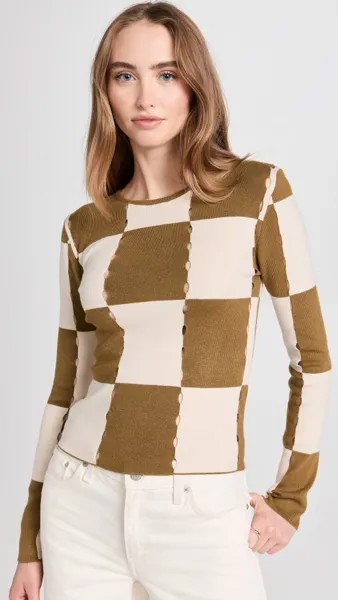 Свитер Moon River Checkerboard Top, оливковый