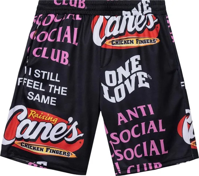 Шорты Anti Social Social Club x Raising Canes Trademark Mesh Shorts 'Black', черный