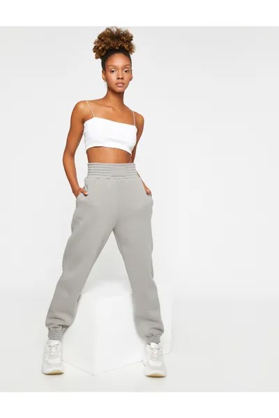 Спортивные штаны Jogger с карманами и высокой талией Koton, серый