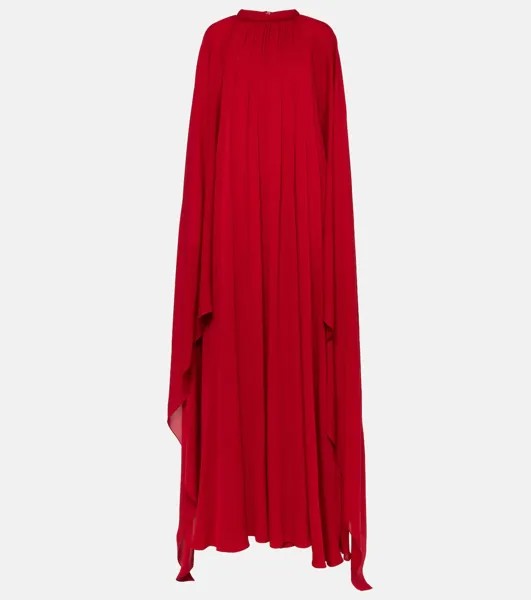 Драпированное шелковое платье Elie Saab, красный