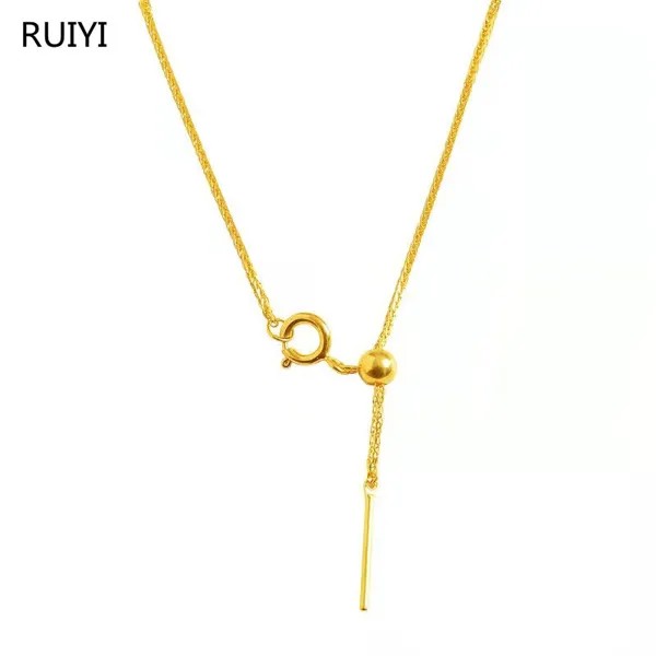 RUIYI настоящая 18K Регулируемая булавка для еды цепь Простой модный стиль чистый AU750 женское ожерелье до ключиц подарок на день рождения