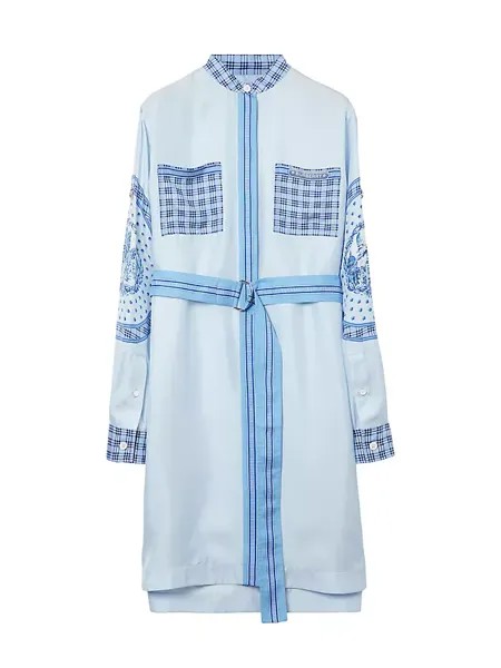Шелковое платье-рубашка с поясом Sofia Burberry, цвет foxglove blue