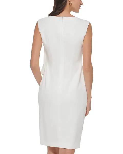 Платье Calvin Klein Scuba Crepe Sheath with Ruching Detail, кремовый