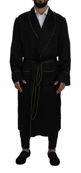 Куртка DOLCE - GABBANA с запахом, черный халат из 100% шелка, пальто IT50/US40/L Рекомендуемая розничная цена 3700 долларов США