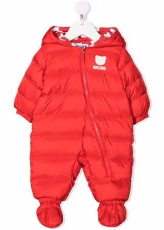 Moschino Kids дутый комбинезон с капюшоном