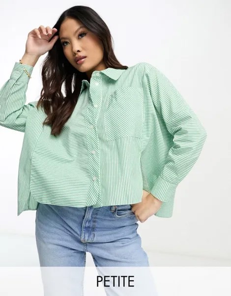Укороченная рубашка в зеленую полоску River Island