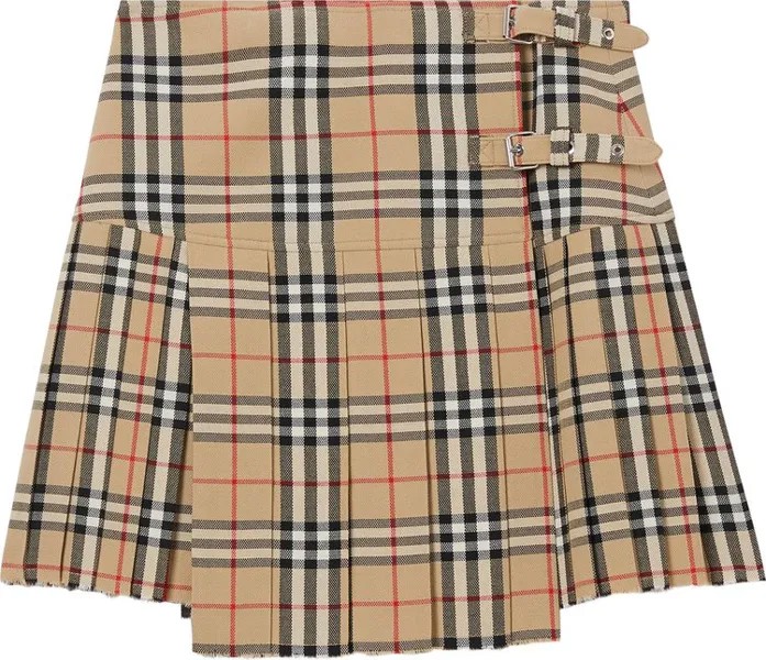 Юбка Burberry Classic Check Kilt Mini Skirt 'Archive Beige IP Check', загар