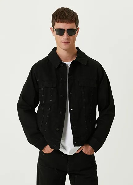 Черная джинсовая куртка с классическим воротником Academia