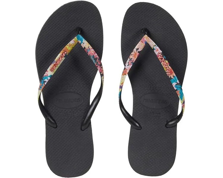 Сандалии Havaianas Slim Tropical Straps Flip Flop Sandal, цвет Black/Black